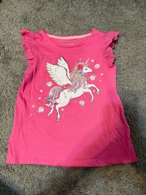 Cynthia Rowley Hot Pink Unicorn Winged Tank with Eyelet Ruffles